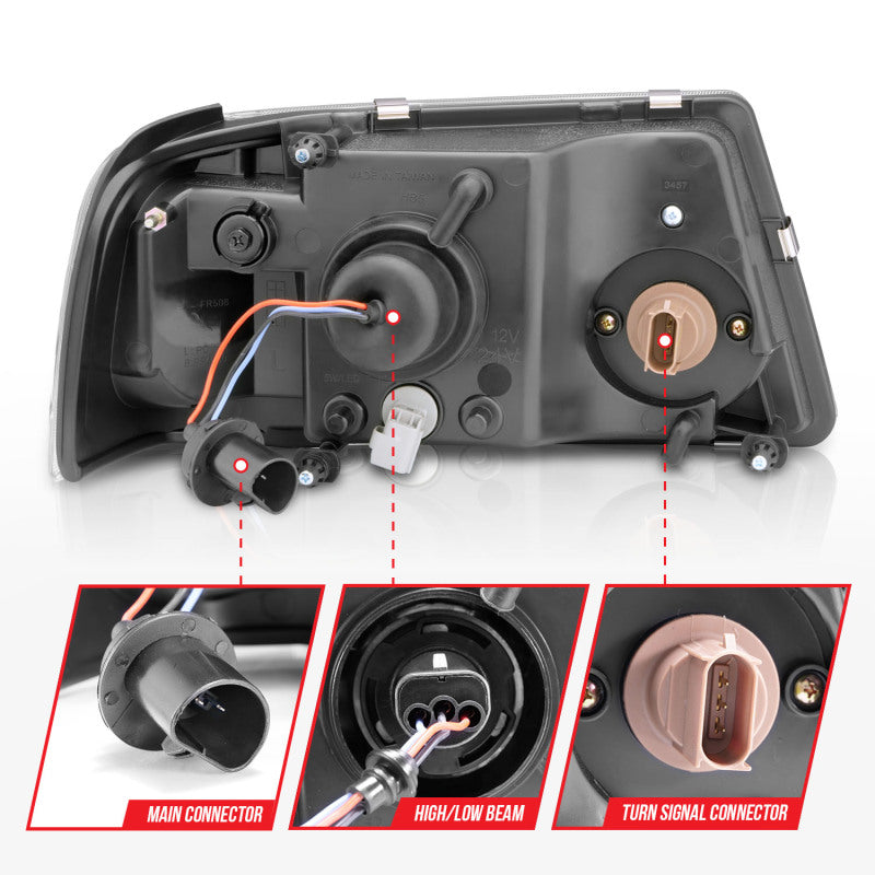 ANZO 2001-2011 Ford Ranger Crystal Headlights w/ Light Bar Chrome Housing 111512 111512 User 4