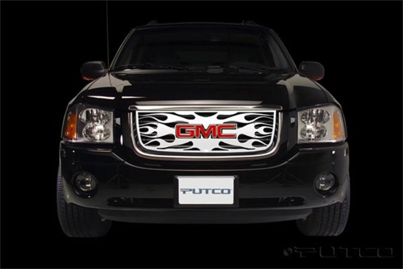 Putco 02-08 GMC Envoy w/ Logo CutOut Flaming Inferno Stainless Steel Grille 89133 89133 Photo - Mounted