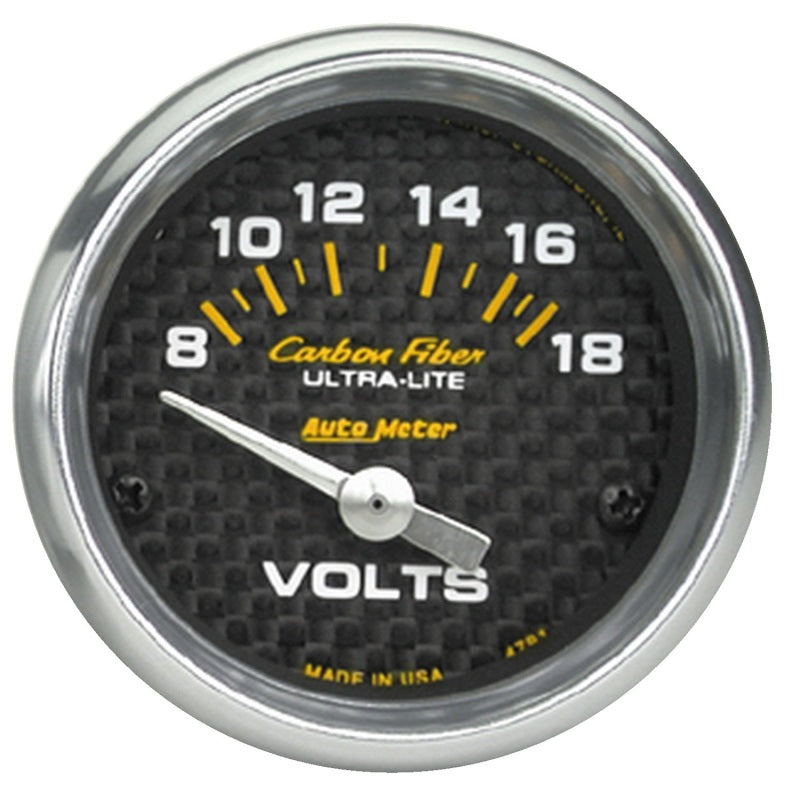 Autometer 2-1/16" Voltmeter, 8-18V, Air-Core, Carbon Fiber 4791 Photo - Primary