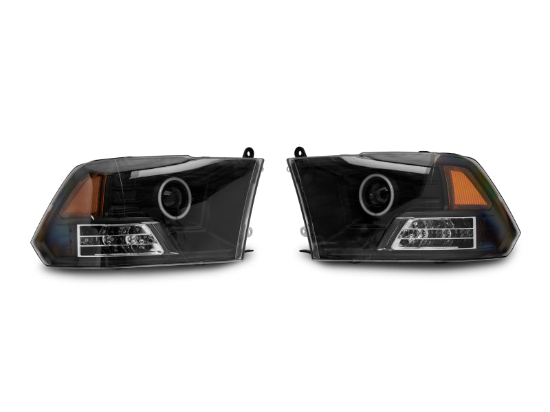 Raxiom 09-18 RAM 1500 Super White LED Halo Projector Headlights- Black Housing (Clear Lens) R110150 R110150 Photo - Close Up