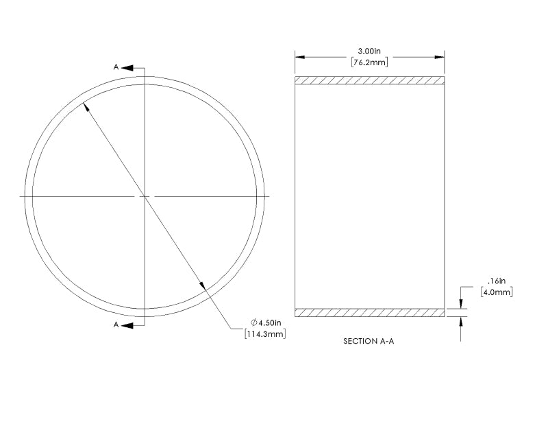 aFe POWER Universal Products Coupler Kit 4-1/2in ID x 3in L - Black 59-00222 59-00222 Technical Drawing