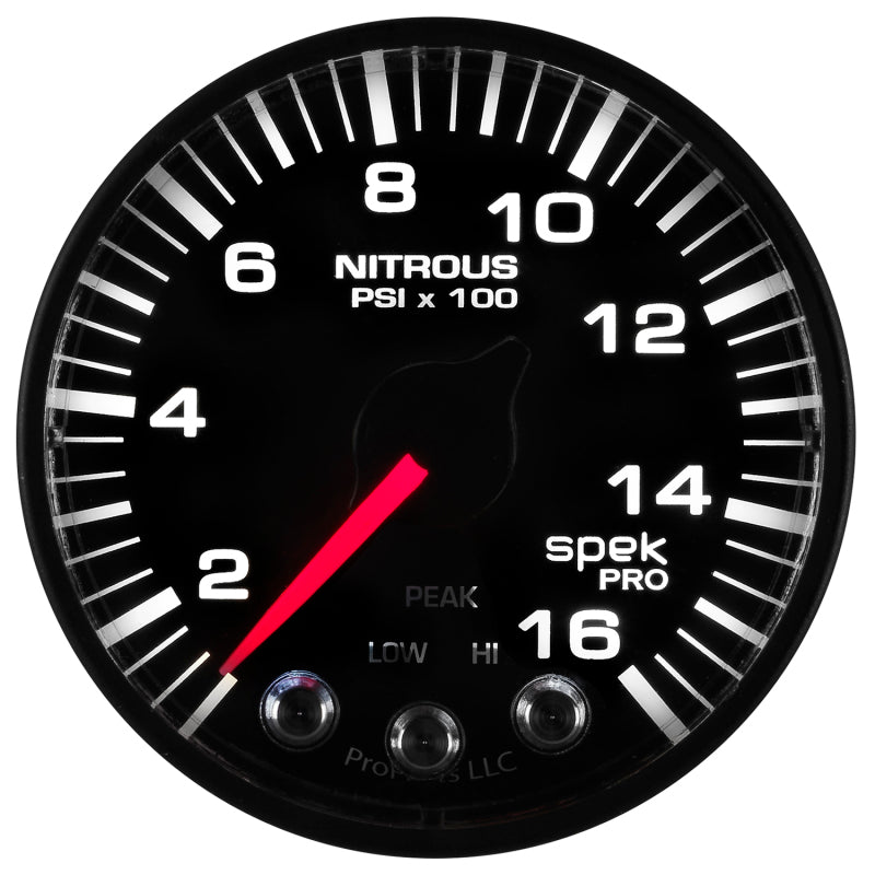 Autometer Spek-Pro Gauge Nitrous Press 2 1/16in 1600psi Stepper Motor W/Peak & Warn Blk/Blk P320328 P320328 User 5