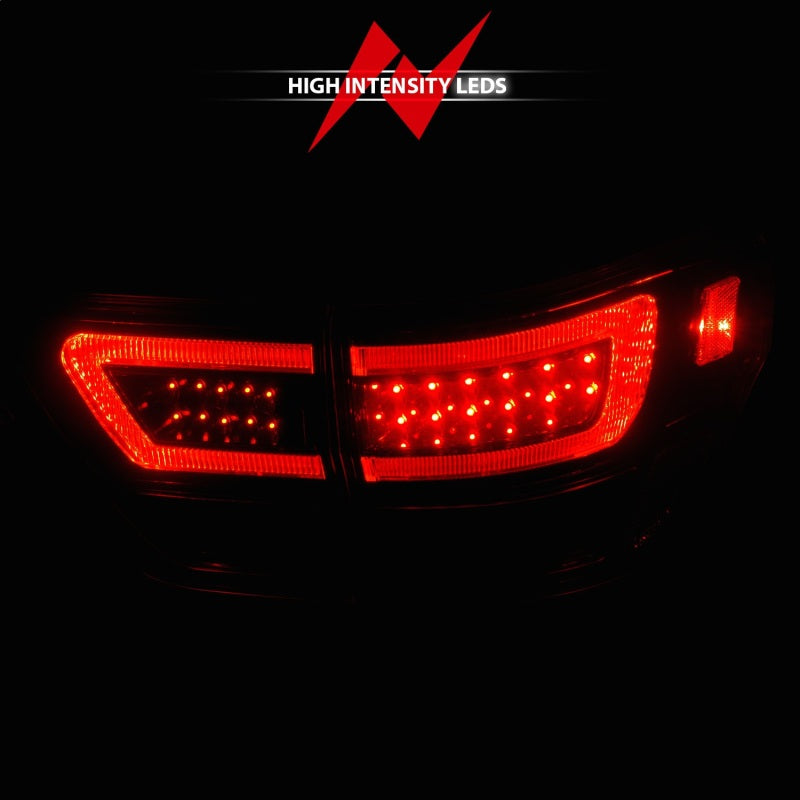ANZO 11-13 Jeep Grand Cherokee LED Taillights w/ Lightbar Black Housing/Clear Lens 4pcs 311439 311439 Photo - Unmounted