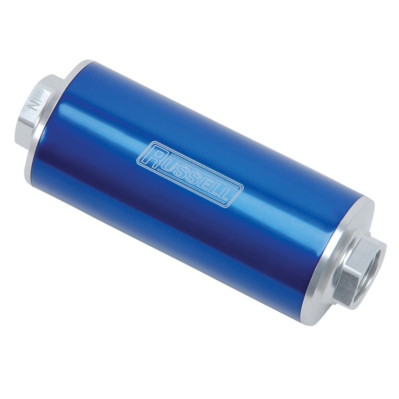 Russell Performance Profilter Fuel Filter 6in Long 60 Micron -10AN Inlet -10AN Outlet - Blue 649262 649262 Photo - Unmounted
