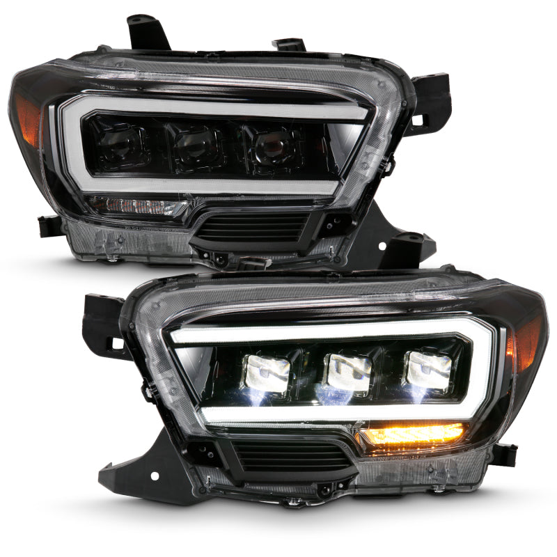 ANZO 2016-2018 Toyota Tacoma LED Projector Headlights Plank Style Black w/ Amber 111496 111496 Photo - Unmounted