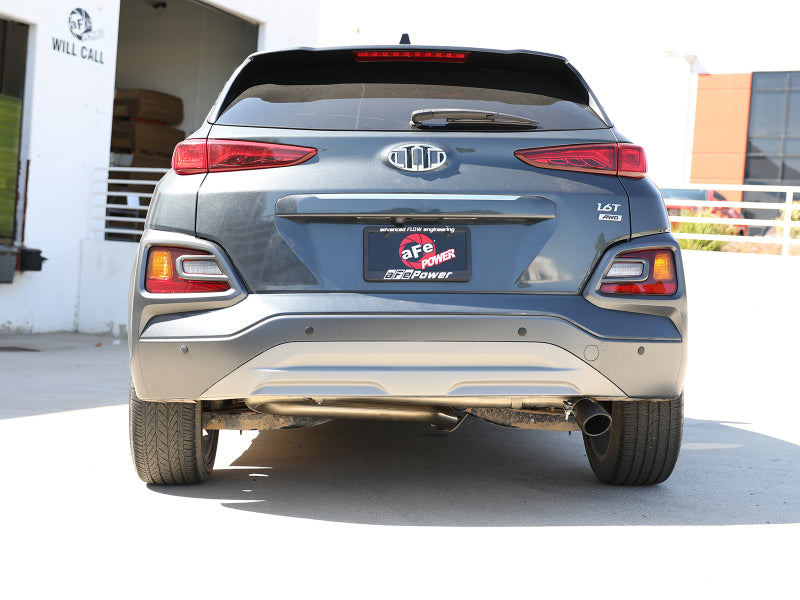 aFe Takeda 2.5in 304 SS Axle-Back Exhaust w/o Muffler w/BlackTips 18-22 Hyundai Kona L4-1.6L (t) AWD 49-37017NM-B 49-37017NM-B Photo - Mounted