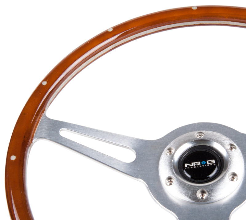 NRG Classic Wood Grain Steering Wheel (365mm) Wood w/Metal Inserts & Brushed Alum. 3-Spoke Center ST-380SL ST-380SL Photo - Primary
