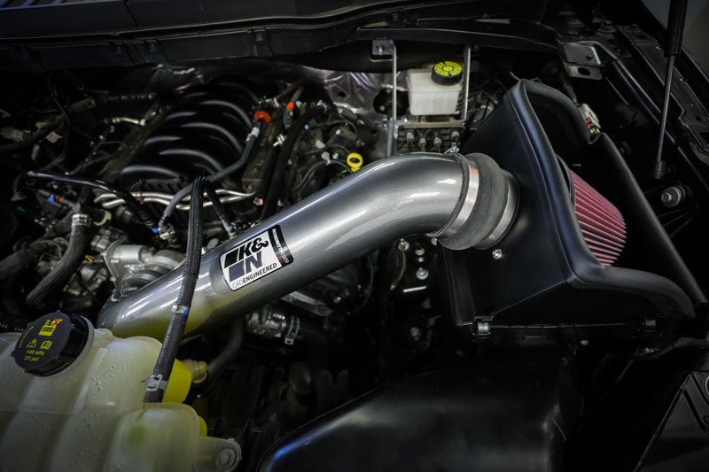 K&N Engineering K&N 2021+ Ford F-150 V8-5.0L F/I High Flow Performance Intake Kit 77-2616KC 77-2616KC Photo - Mounted