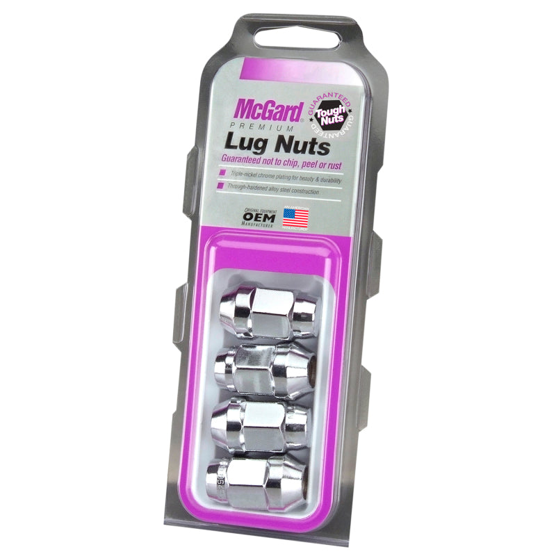 McGard Hex Lug Nut (Cone Seat Bulge Style) M12X1.25 / 3/4 Hex / 1.45in. Length (4-Pack) - Chrome 64013 64013 Photo - Primary