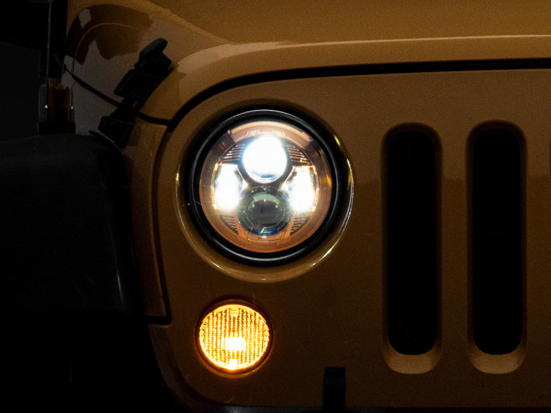 Raxiom 07-18 Jeep Wrangler JK 7-In LED Headlights Orange Housing- Clear Lens J154700 J154700 Photo - Primary