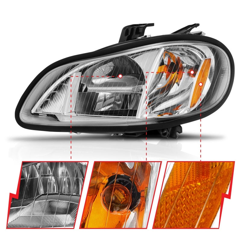 ANZO 2002-2014 Freightliner M2 LED Crystal Headlights Chrome Housing w/ Clear Lens (Pair) 131031 131031 Photo - Unmounted
