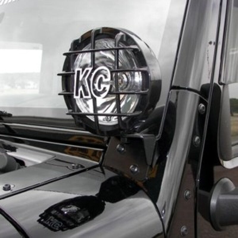 KC HiLiTES 07-18 Jeep JK A-Pillar Windshield Light Mount Bracket Set (Pair) - Black 7316 7316 Photo - lifestyle view