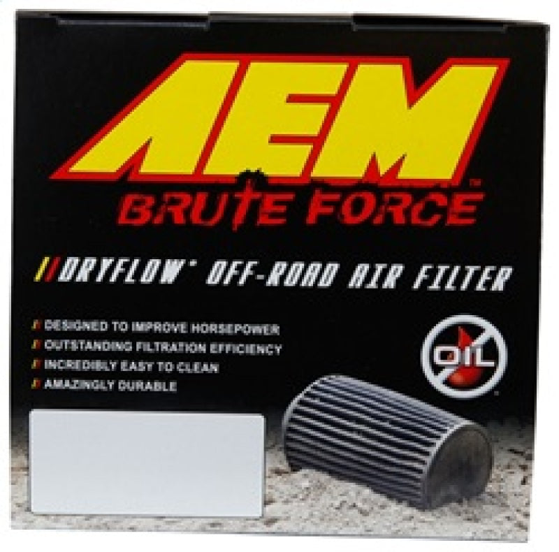 AEM Induction AEM Brute Force Dryflow Air Filter - Conical 6in Base OD / 5.125in Top OD / 5.25in Height 21-205BF 21-205BF Photo - in package