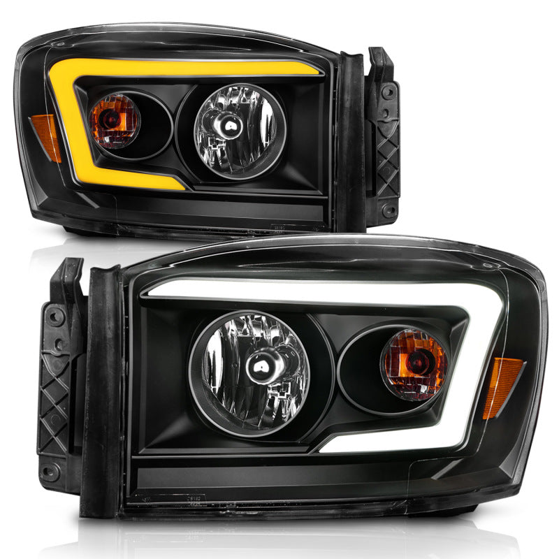 Anzo 06-09 Dodge RAM 1500/2500/3500 Headlights Black Housing/Clear Lens (w/Switchback Light Bars) 111526 111526 Photo - Unmounted