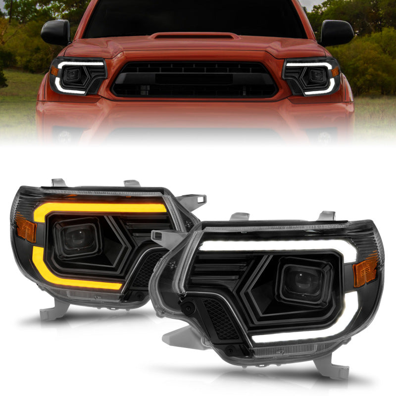 ANZO 12-15 Toyota Tacoma Projector Headlights - w/ Light Bar Switchback Black Housing 111556 111556 Photo - Primary