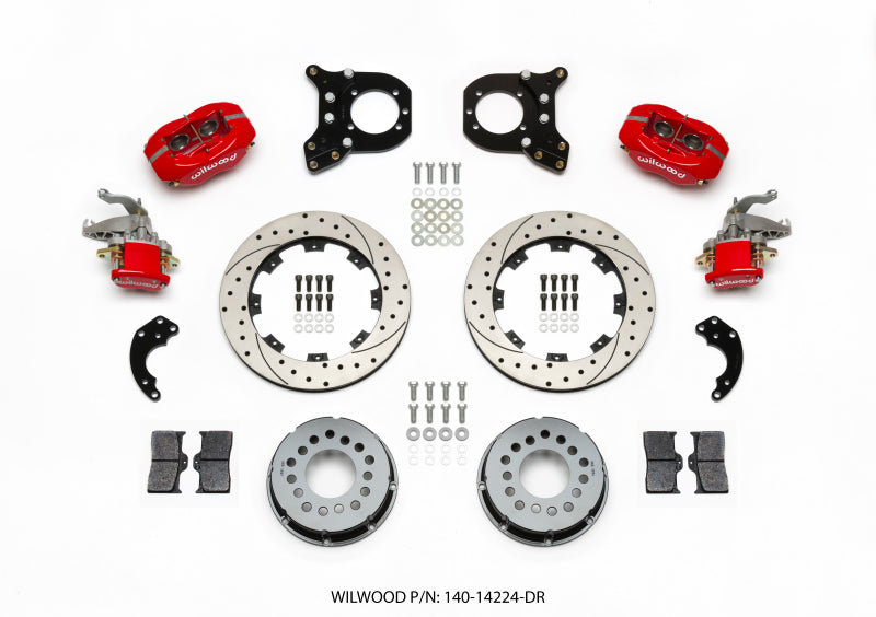 Wilwood FDL P/S Rear Kit, w/MC4 P-Brake, Drill, Red 140-14224-DR Photo - Primary