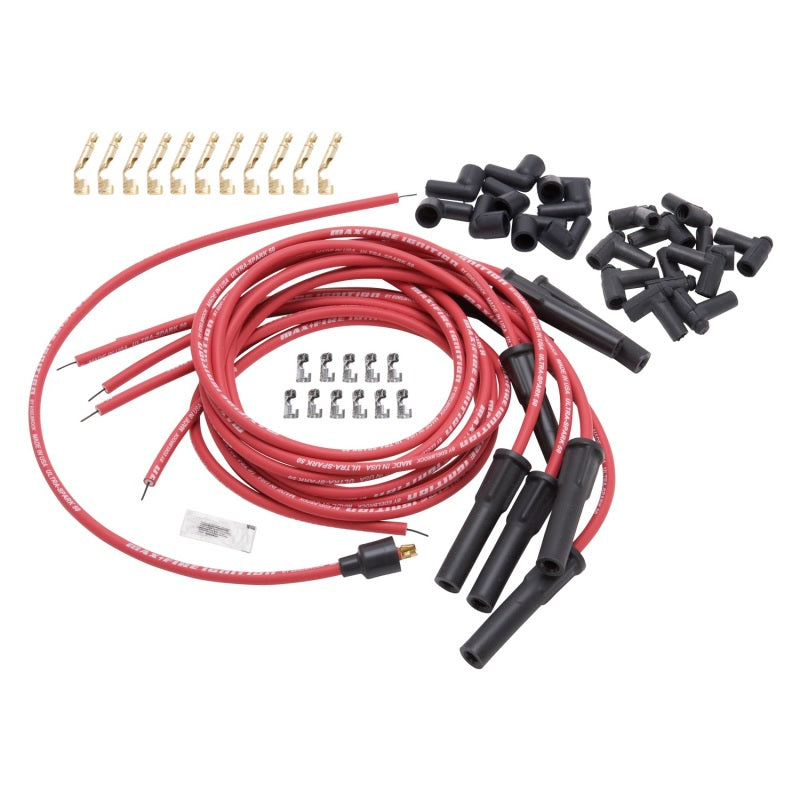 Edelbrock Spark Plug Wire Set Universal Flex Boots 50 ohm RESISTANCE 8.65mm Red 22710 Photo - Primary