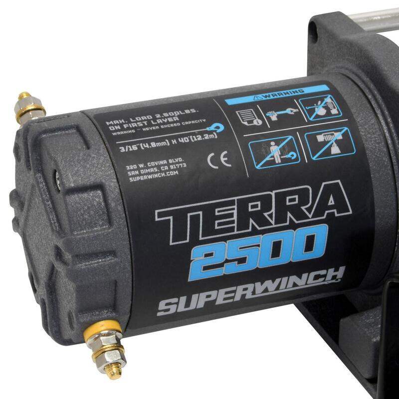 Superwinch 2500 LBS 12V DC 3/16in x 40ft Steel Rope Terra 2500 Winch - Gray Wrinkle 1125260 1125260 Photo - Close Up