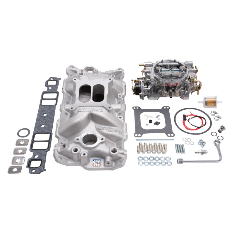 Edelbrock Manifold and Carb Kit, Performer EPS, Small Block Chevrolet, 1957-1986 2021 Photo - Primary