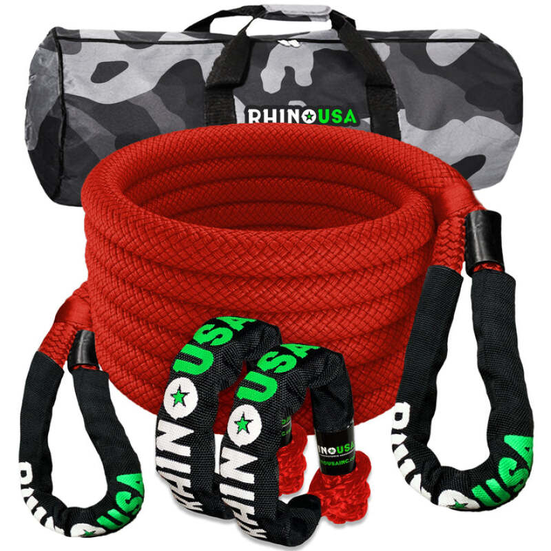 Rhino USA 7/8In X 30Ft Kinetic Rope Recovery Kit W/Soft Shackles (Red) RG-KRKIT78X30-RED RG-KRKIT78X30-RED Photo - Primary