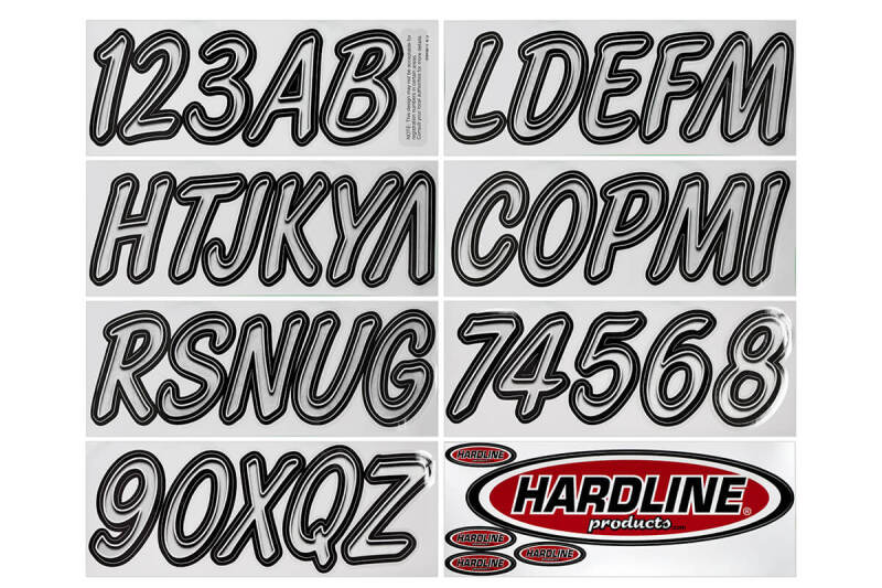 Hardline Boat Lettering Registration Kit 3 in. - 400 Silver/Black SIBKG400 SIBKG400 Photo - Primary