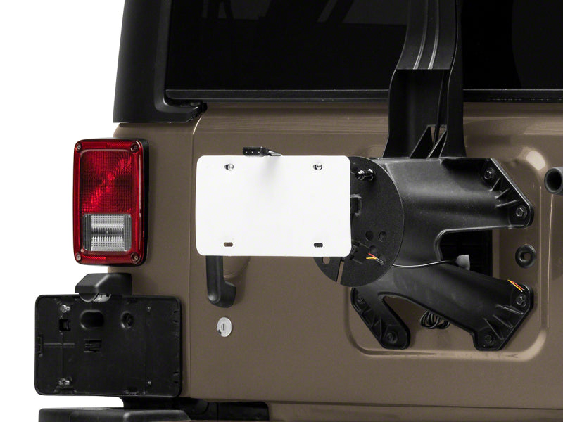 Raxiom 07-18 Jeep Wrangler JK Axial Series License Plate Bracket w/ LED Brake Light J132759 J132759 Photo - Primary