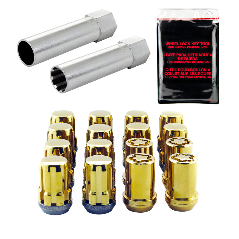 McGard SplineDrive Tuner 4 Lug Install Kit w/Locks & Tool (Cone) M12X1.5 / 13/16 Hex - Gold 65457GD 65457GD Photo - Primary