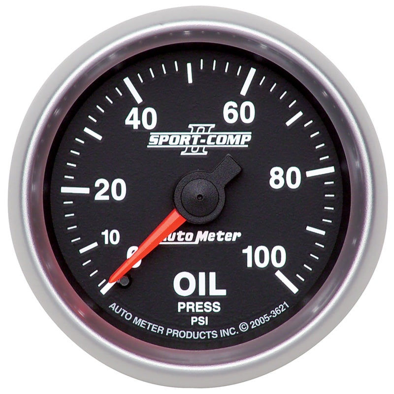 Autometer Gauge, Oil Pressure, 2 1/16", 100Psi, Mechanical, Sport-Comp II 3621 Photo - Primary