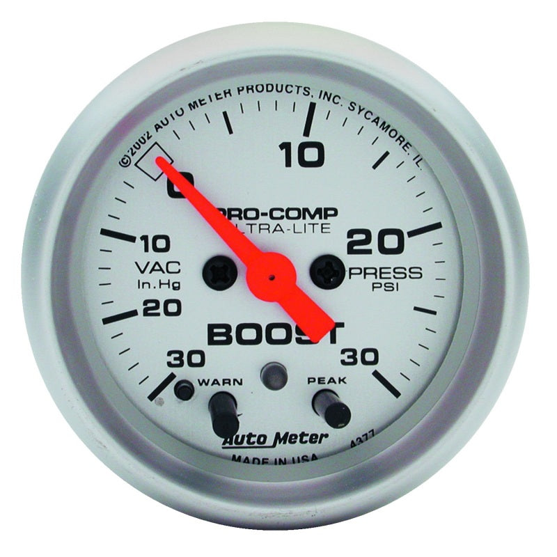 Autometer Ultra-Lite 52mm 15 PSI Electronic Boost Gauge w/ Peak & Warn 4376 4376 Photo - Primary