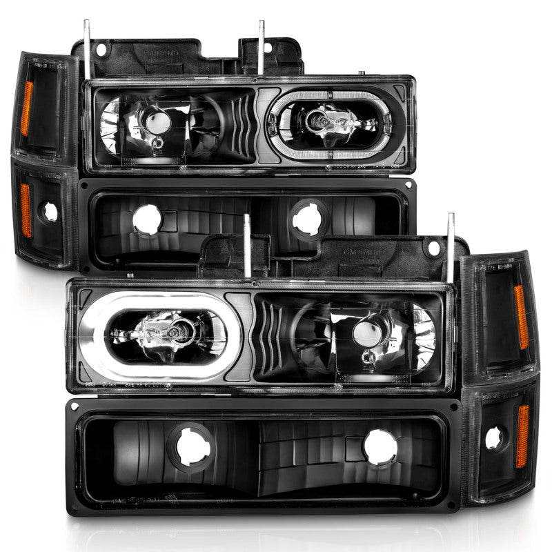 ANZO 88-98 Chevrolet C1500 Crystal Headlights Black Housing w/ Signal and Side Marker Lights 111507 111507 Photo - Unmounted