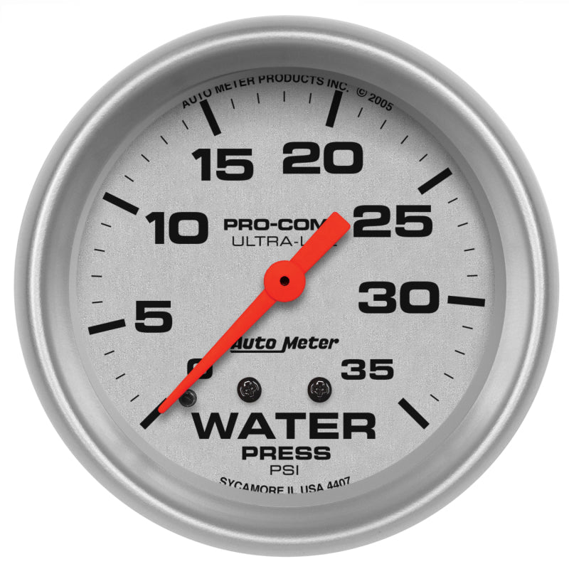 Autometer Gauge, Water Press, 2 5/8", 35psi, Mechanical, Ultra-Lite 4407 Photo - Primary
