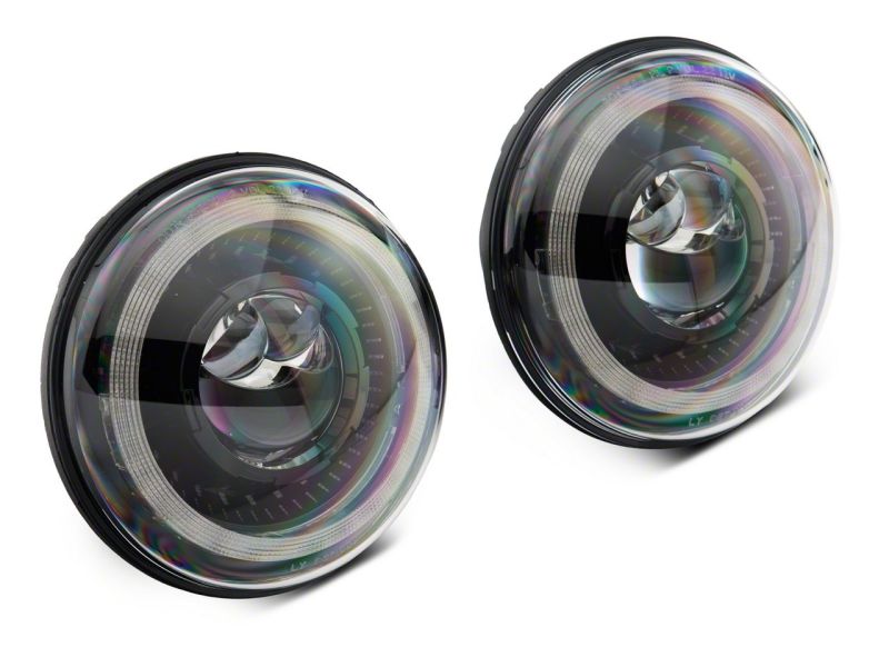 Raxiom 07-18 Jeep Wrangler JK Axial Series 7-In Dragon Eye LED Headlights- Blk Housing (Clear Lens) J167194 J167194 Photo - Close Up