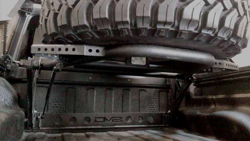 DV8 Offroad 2019+ Jeep Gladiator In-Bed Adjustable Tire Carrier TCGL-01 TCGL-01 Photo - Mounted
