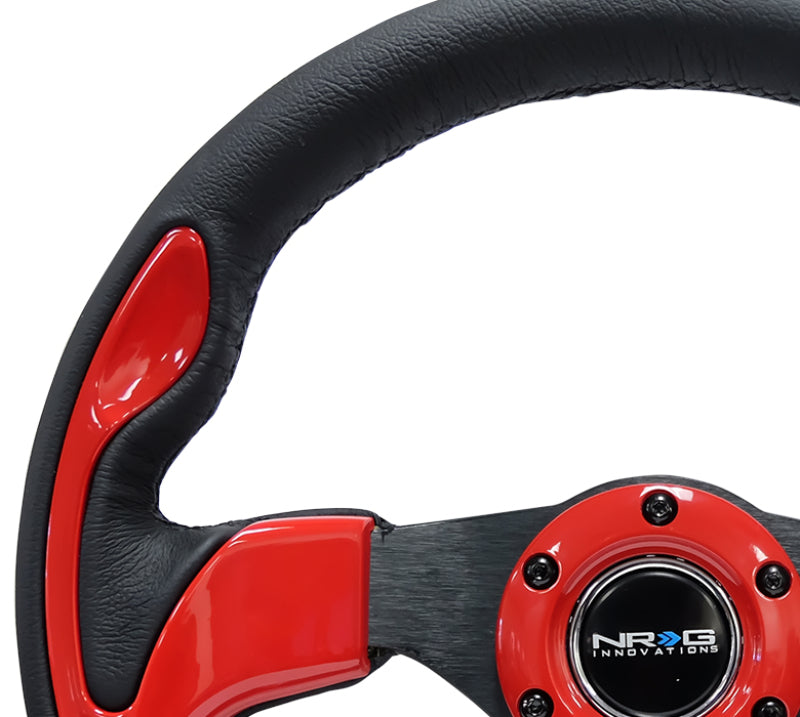 NRG Reinforced Steering Wheel- 320mm Sport Steering Wheel w/ Red Trim RST-001RD Photo - Primary