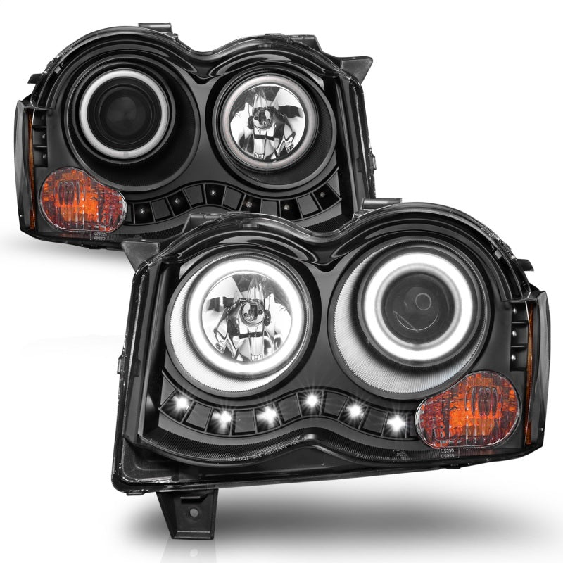 Anzo 2008-2010 Jeep Grand Cherokee Projector Headlights w/ Halo Black CCFL 111213 Photo - Unmounted