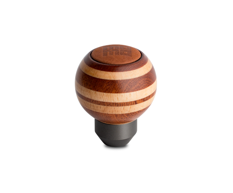 MOMO Targa Heritage Shift Knob - Round Wood, Layered Mahogany and Beechwood, Leather Insert Top TARMAG TARMAG Photo - Primary