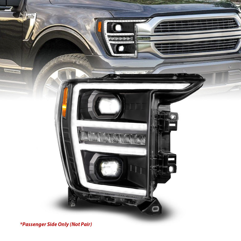 ANZO 21-23 Ford F150 LED Projector Headlight w/Switchback+Sequential - Black (Passenger Side Only) 111594-R 111594-R Photo - Unmounted