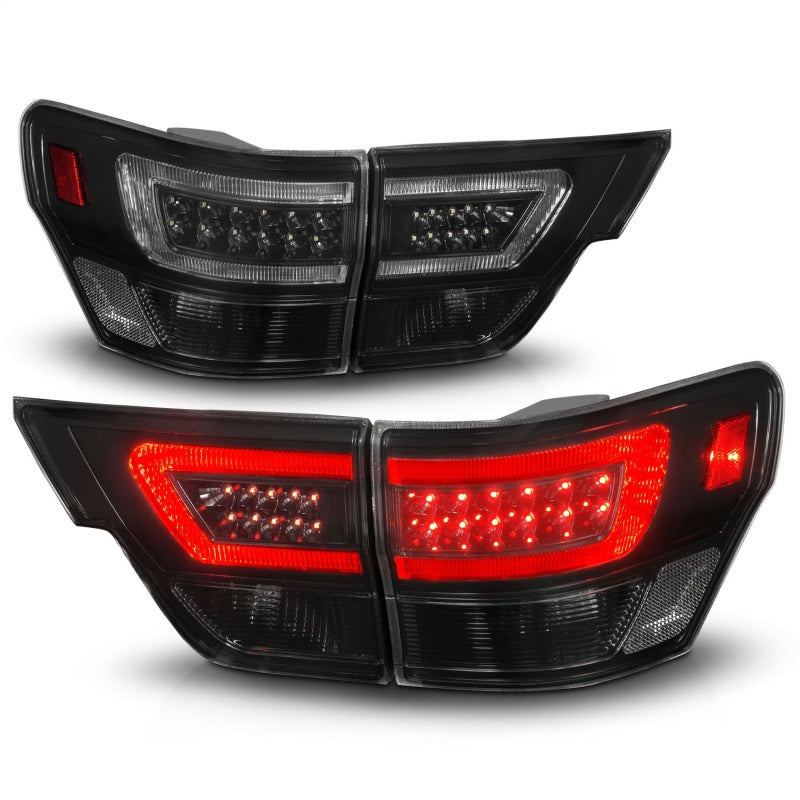 ANZO 11-13 Jeep Grand Cherokee LED Taillights w/ Lightbar Black Housing/Smoke Lens 4pcs 311440 311440 Photo - Unmounted