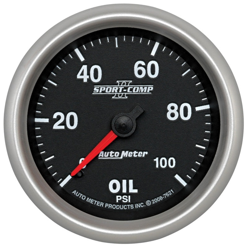 Autometer Gauge, Oil Pressure, 2 5/8", 100Psi, Mechanical, Sport-Comp II 7621 Photo - Primary
