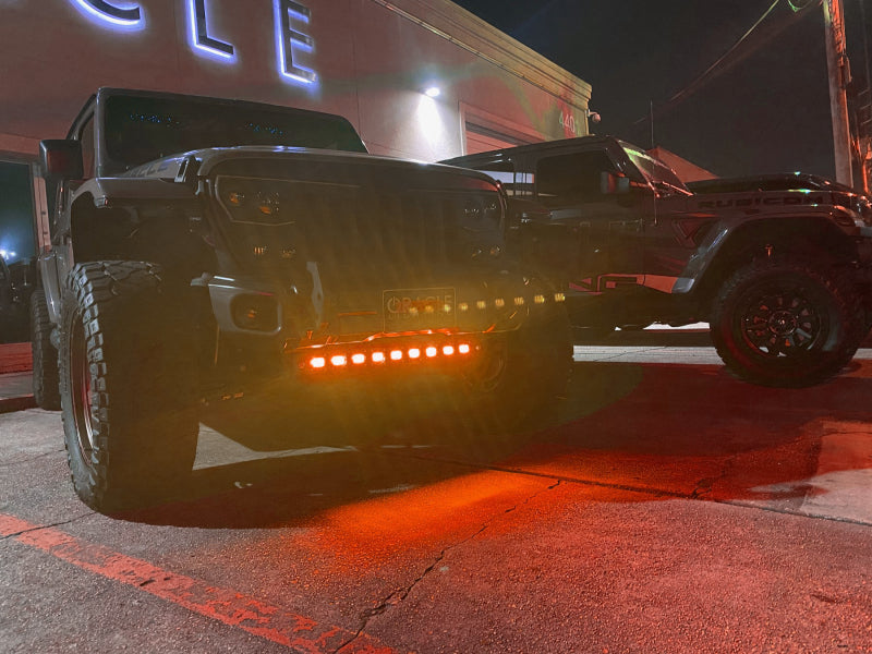ORACLE Lighting 18-22 Jeep Wrangler JL/ 20-22 Gladiator JT Skid Plate w/ Integr LED Emitters - Amber 5883-005 5883-005 Photo - lifestyle view