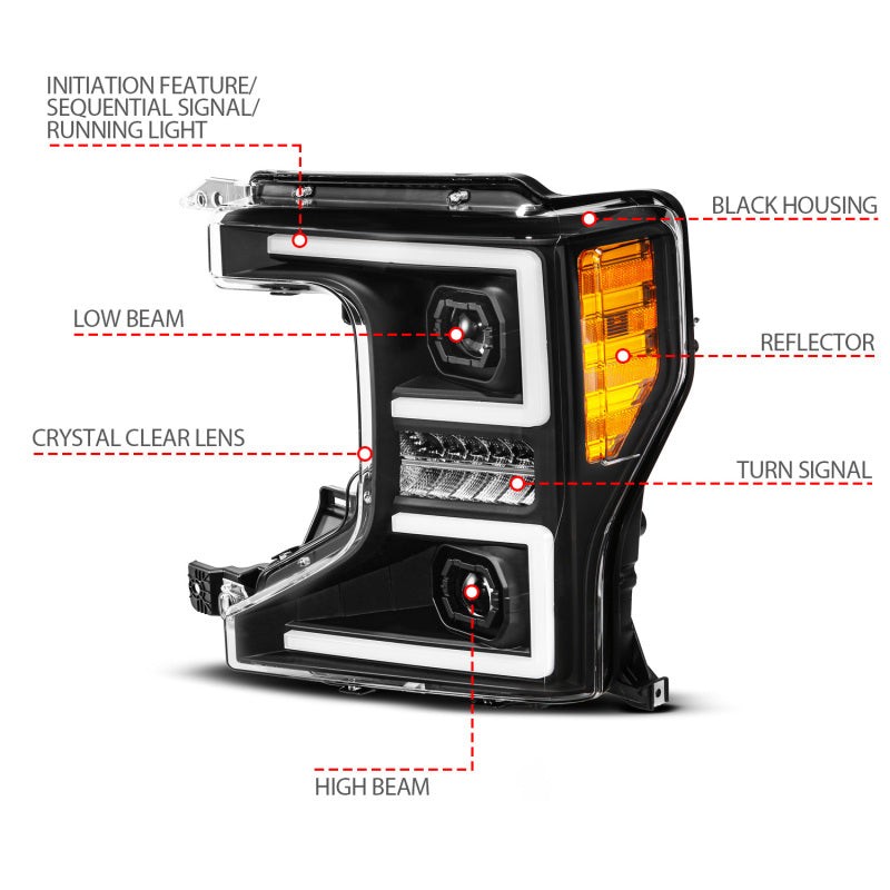 ANZO 20-22 Ford Super Duty (Halogen) Z-Series Full LED Proj Headlights SeqSig - Driver Side ONLY 111620X-L 111620X-L User 1