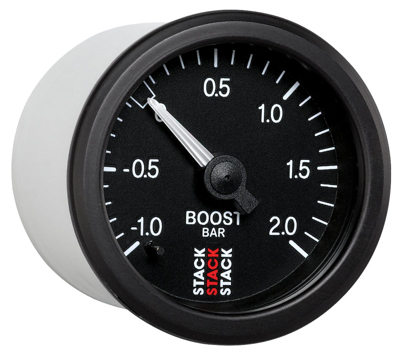 Autometer Stack 52mm -1 to +2 Bar T-Fitting 0.187in Barb (M) Mechanical Boost Pressure Gauge - Black ST3111 ST3111 User 5
