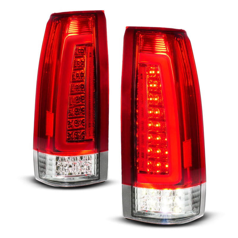 ANZO 88-99 Chevy C/K1500/2500/3500 Full LED Light Tube Taillights Chrome Housing Red/Clear Lens 311484 311484 Photo - Primary