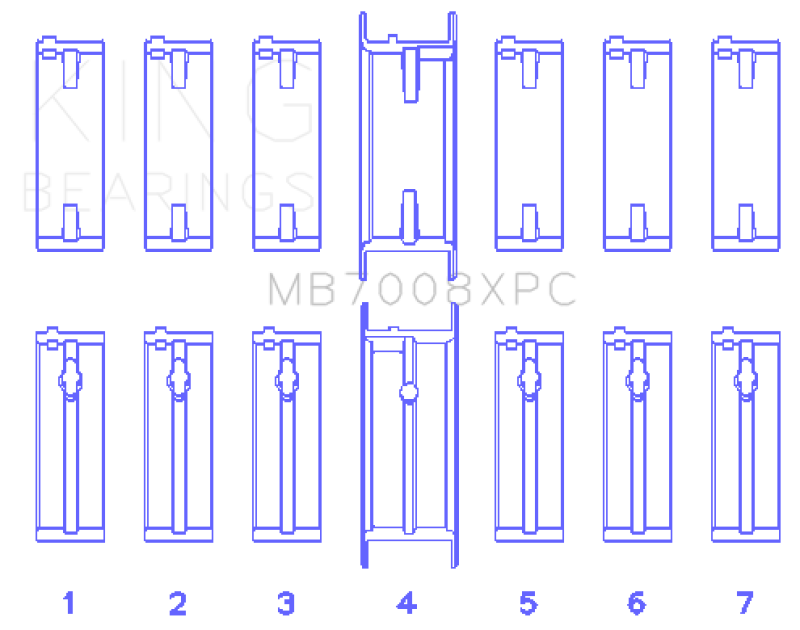 King Nissan 2.5L RB25DET 24V (Size STD) Coated Performance Main Bearing Set MB7008XPC MB7008XPC Photo - Primary
