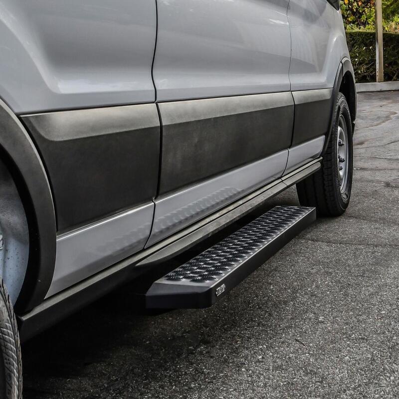 Westin Ford Transit Van 150/250/350 (Single 54in Pass Door) Grate Steps Running Boards - Tex. Blk 27-80015 27-80015 Photo - Mounted