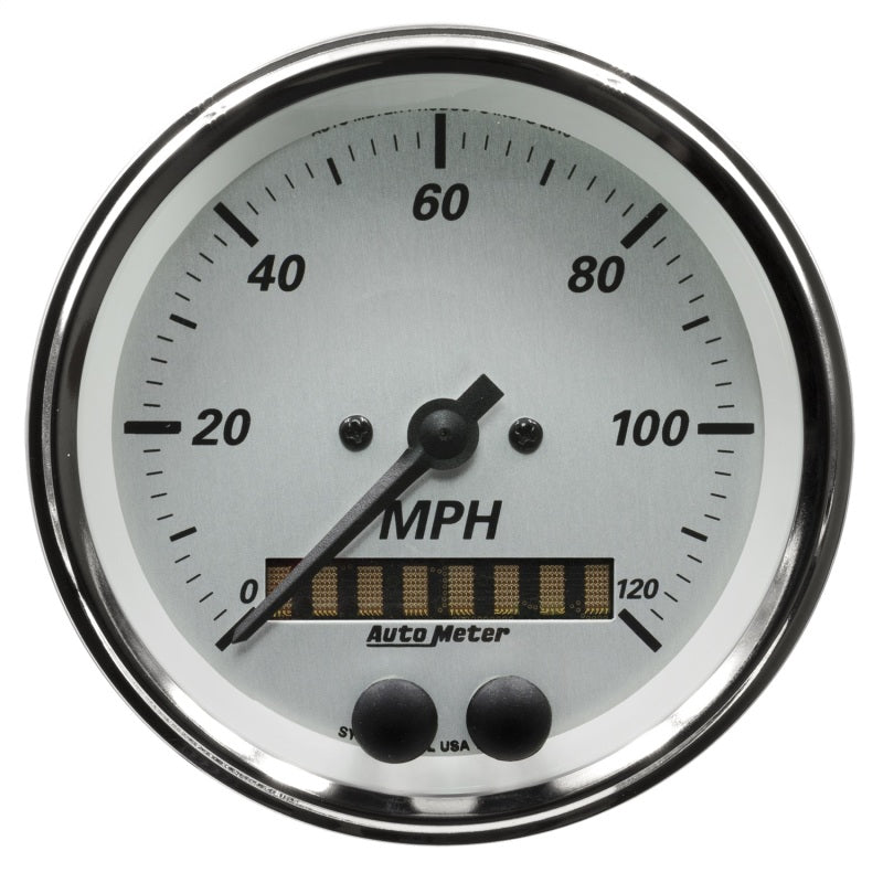 Autometer Gauge, Speedometer, 3 3/8", 120Mph, Gps, American Platinum 1949 Photo - Primary