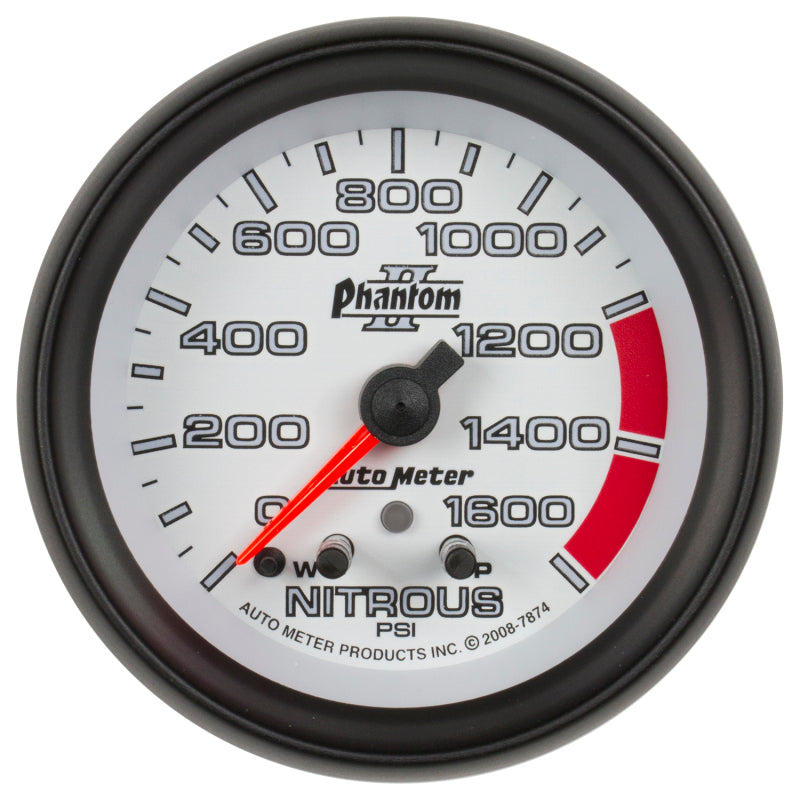 AutoMeter Phantom II Nitrous Pressure 2 5/8in 1600 psi Stepper Motor Gauge with Peak and Warning 7874 7874 Photo - Primary