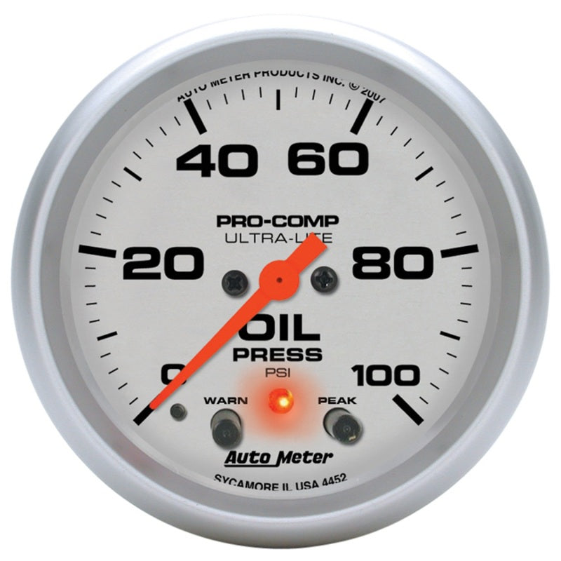 Autometer Gauge, Oil Press, 2 5/8", 100Psi, Digital Stepper Motor W/Peak & Warn 4452 Photo - Primary