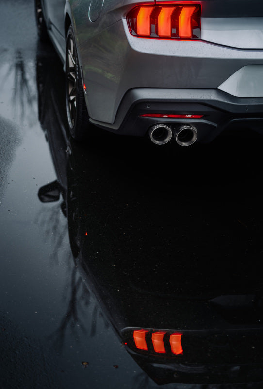 MBRP 2024+ Ford Mustang 5.0L Blk Alum. SS 3in Cat-Back Exhaust w/ Quad Blk Tips (Valve Delete) S7282BLK S7282BLK Photo - Close Up