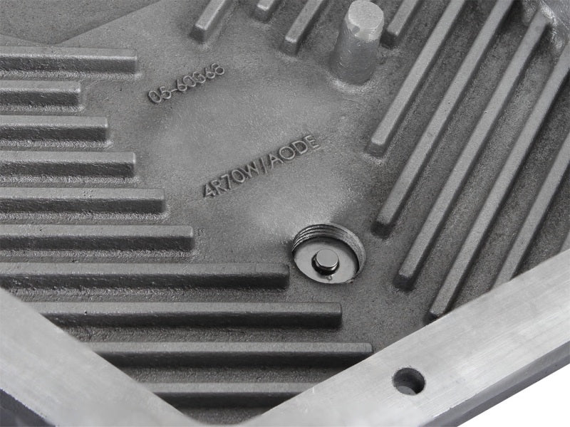 aFe Transmission Pan, Black w/ Machined Fins: Ford Trucks 93-08 (AODE/4R70 46-70222 Photo - Unmounted